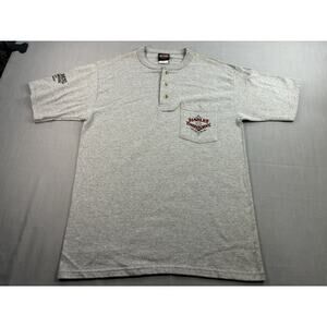 Vintage Harley Davidson Henley Pocket T Shirt Gray West Bend WI Mens M